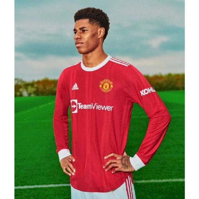Mens Manchester United 2021/22 Home Long Sleeve Jersey Player Version 3