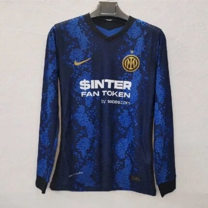 Mens Inter Milan 2021/22 Home Long Sleeve Jersey Player Version