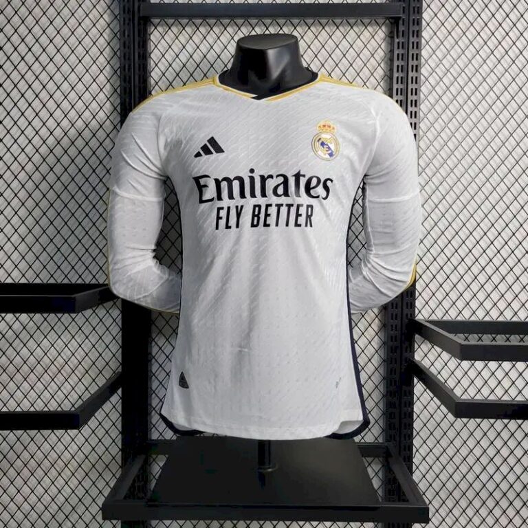 Mens Real Madrid 2023/24 Home Long Sleeve Jersey Player Version