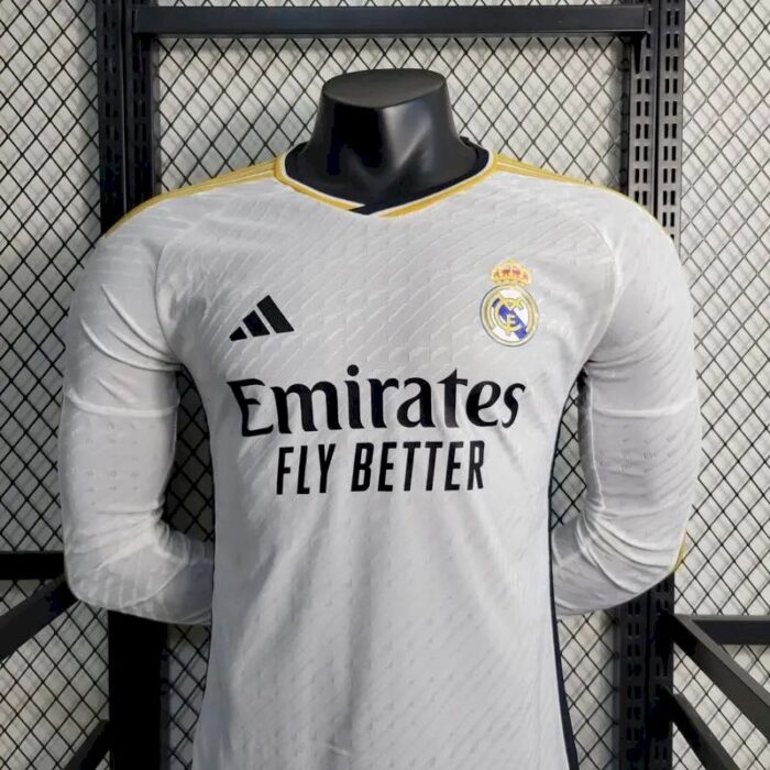 Mens Real Madrid 2023/24 Home Long Sleeve Jersey Player Version 1