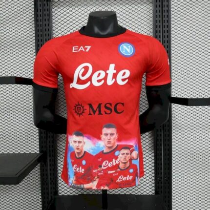 Mens Napoli 2023/24 Champion Edition Jersey Player Version Red