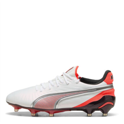 Puma King Firm Ground Football Boots – White-Silver – view 2