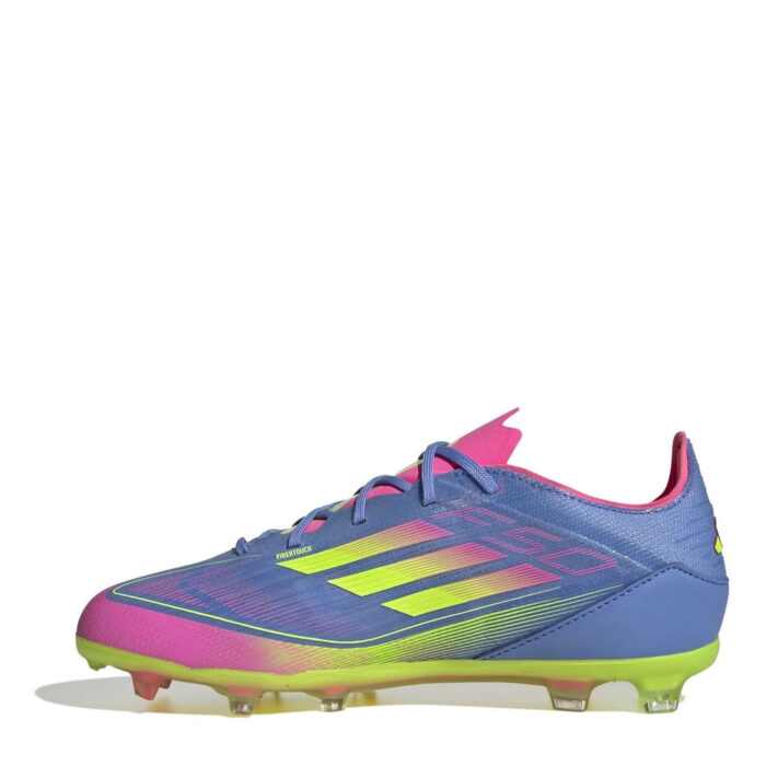 adidas F50 Junior Firm Ground Football Boots – Blue/Lemon – view 2