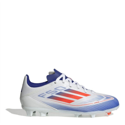 adidas F50 Junior Firm Ground Football Boots – White/Red/Blue