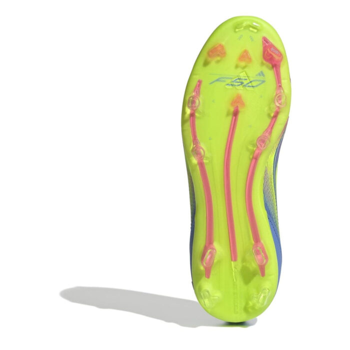 adidas F50 Junior Firm Ground Football Boots – Blue/Lemon/Pink – view 6