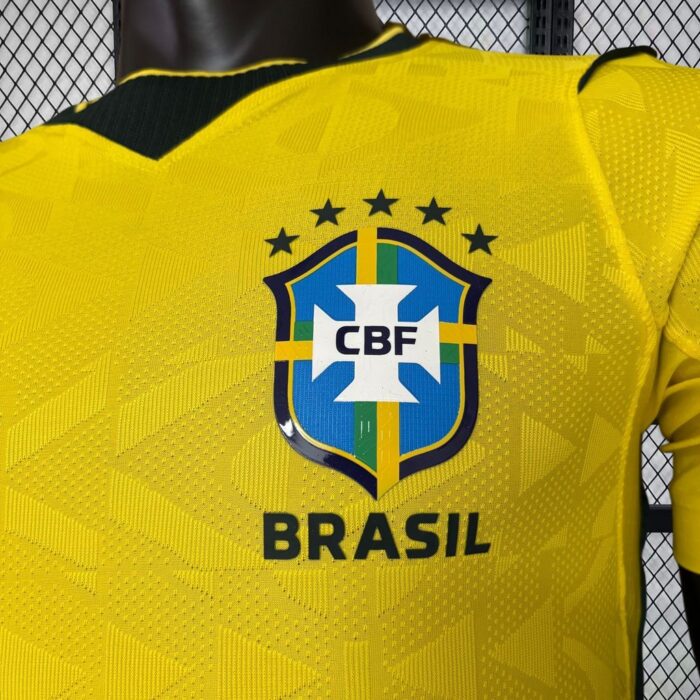 Mens Brazil 2026 World Cup Home Long Sleeve Jersey Player Version 2