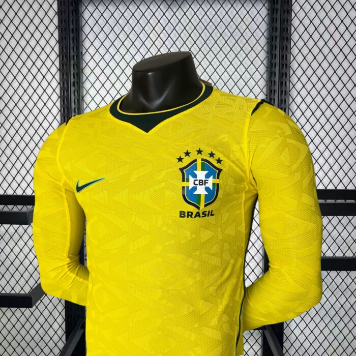 Mens Brazil 2026 World Cup Home Long Sleeve Jersey Player Version 3