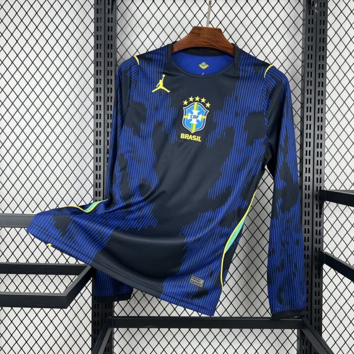 Mens Brazil 2026 World Cup Away Long Sleeve Jersey 6