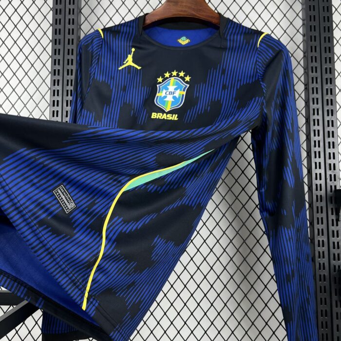 Mens Brazil 2026 World Cup Away Long Sleeve Jersey 2