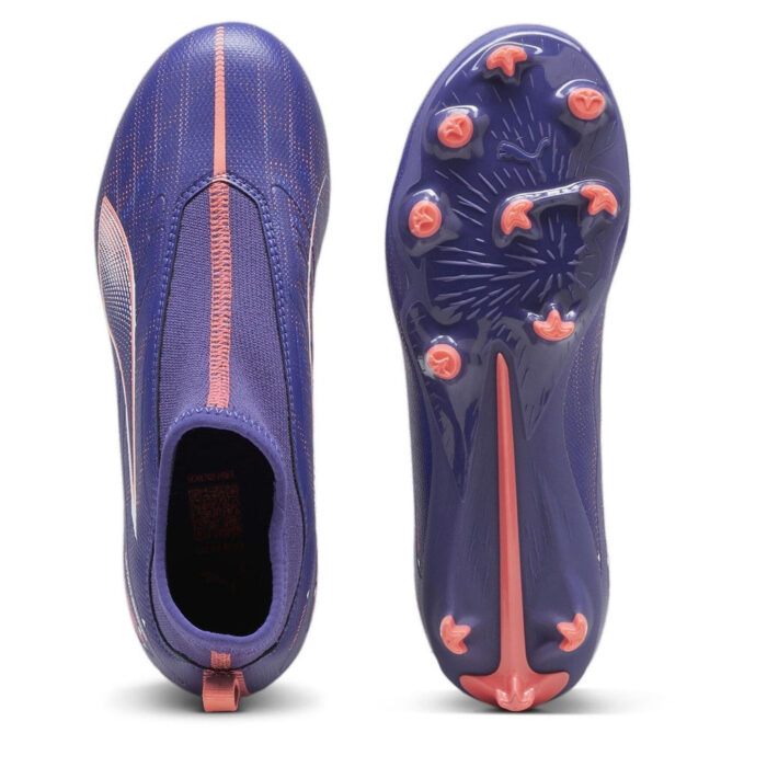Puma Ultra Junior Firm Ground Football Boots – Purple/Wht/Org - Image 3
