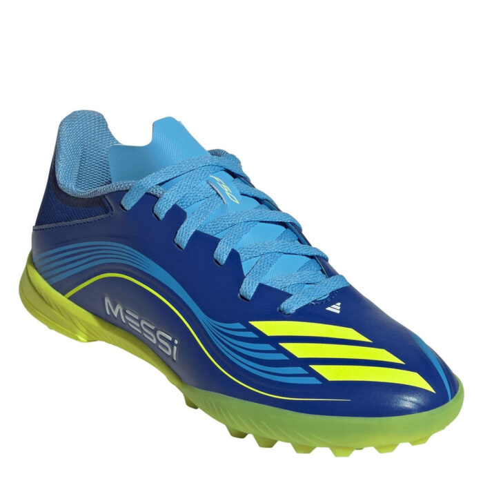 adidas F50 Messi Junior Turf Football Boots – Blue/Yellow – view 3