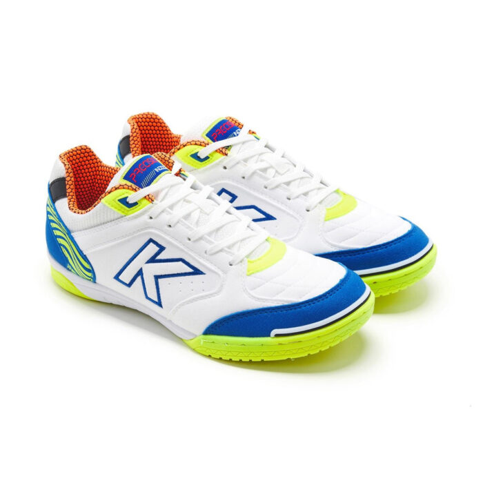 Kelme Precision Low Top Indoor Football Boots – White-Blue-Lime – view 6
