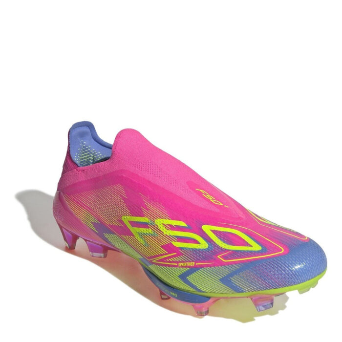adidas Mens F50+ Firm Ground Football Boots – Pink/Yellow - Image 3