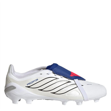 adidas Predator Fold Over Tongue Junior Firm Ground Football Boots – White/Blue