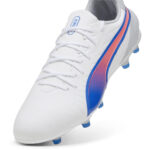 Puma King Firm Ground Football Boots – White/Blue/Grey - Image 6