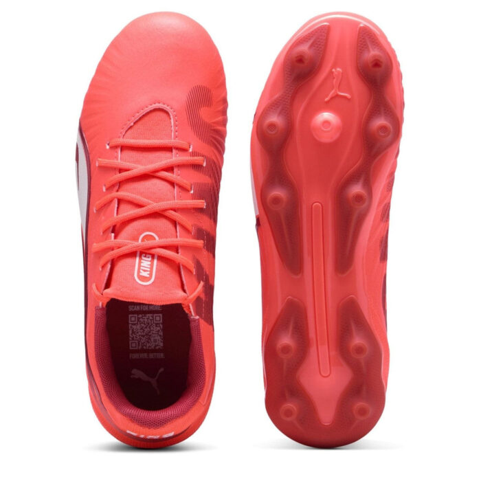 Puma King Junior Firm Ground Football Boots – Red/White - Image 3