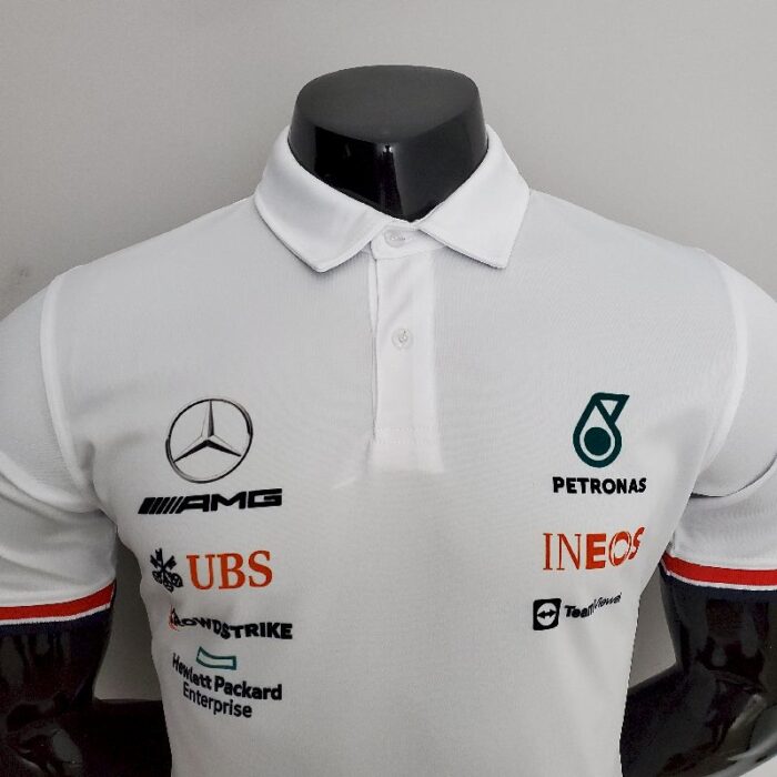 F1 Mercedes Benz AMG 2022 white Polo Shirt - Image 5