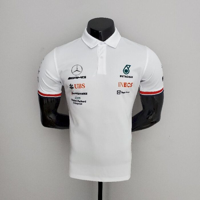 F1 Mercedes Benz AMG 2022 white Polo Shirt - Image 3