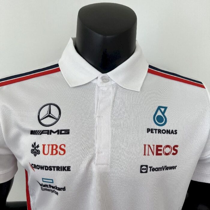 Mercedes Benz 2023 F1 white Polo Shirt - Image 5