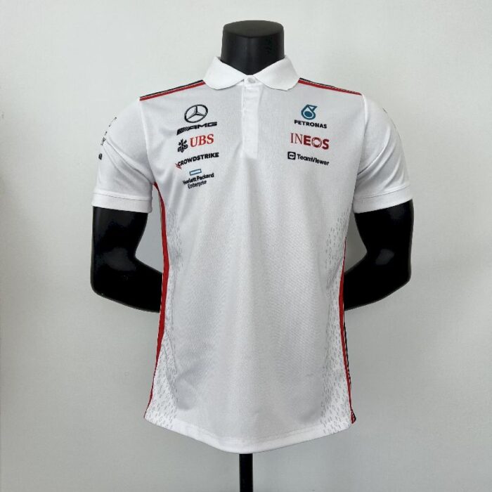 Mercedes Benz 2023 F1 white Polo Shirt - Image 4