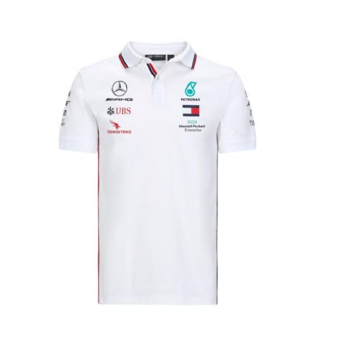 Mercedes Benz AMG 2020 F1 white Polo Shirt - Image 3