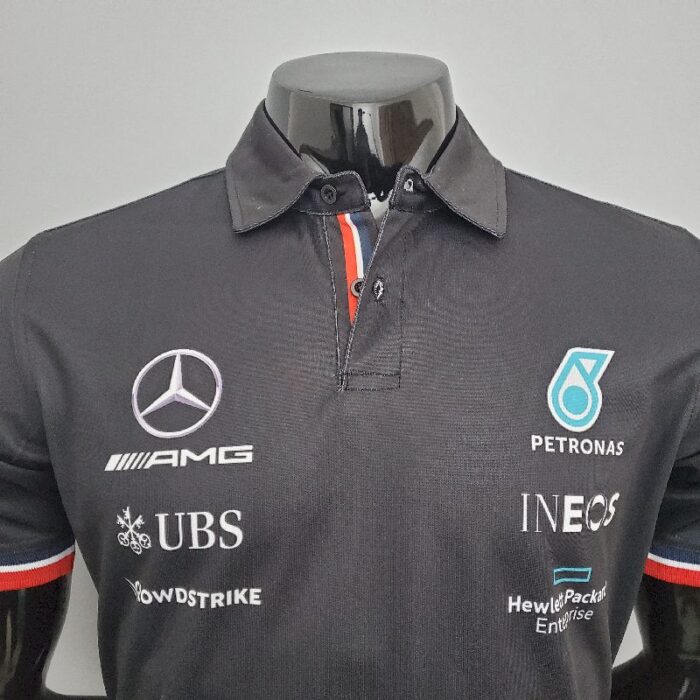 Mercedes Benz AMG F1 black Polo Shirt - Image 5