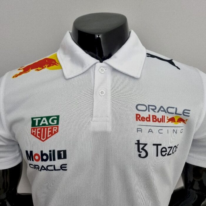 Red B-ull 2022 F1 white Polo Shirt - Image 5