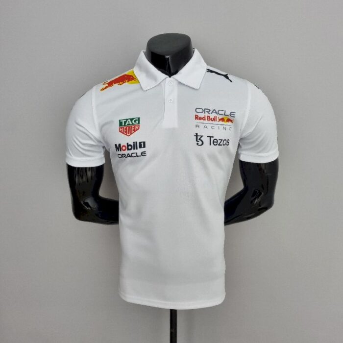 Red B-ull 2022 F1 white Polo Shirt - Image 4