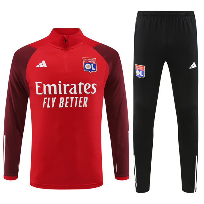Mens Olympique Lyonnais 2023/24 Half-Zip Sweater+Pant 14001 - Image 5