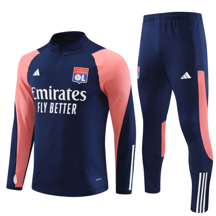 Mens Olympique Lyonnais 2023/24 Half-Zip Sweater+Pant 14001 - Image 5