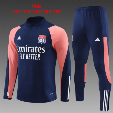 Kids Olympique Lyonnais 2023/24 Half-Zip Sweater+Pant 14001