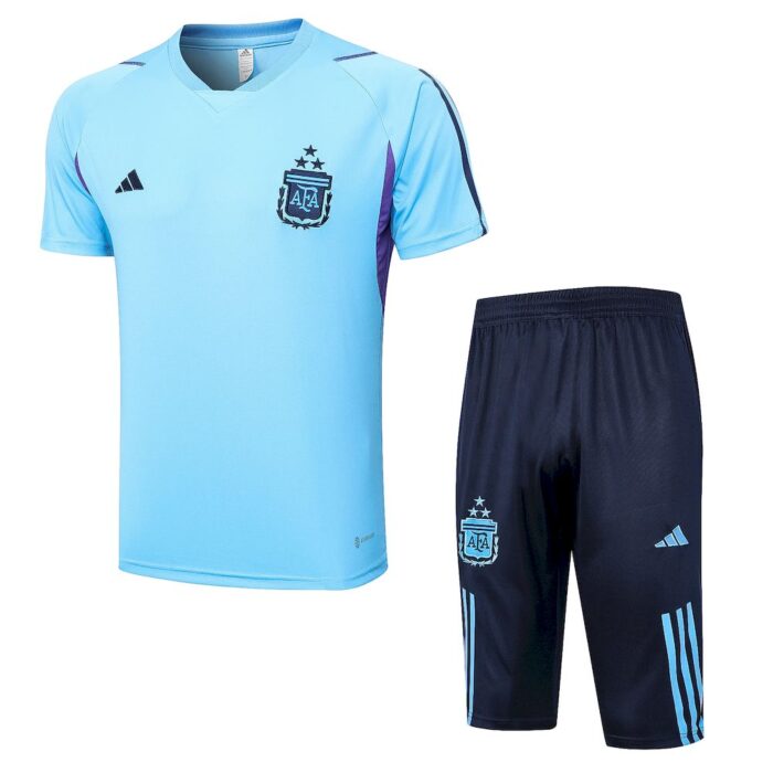 Mens Argentina 2023/24 Training Jersey+3/4 Short 815 - Image 3