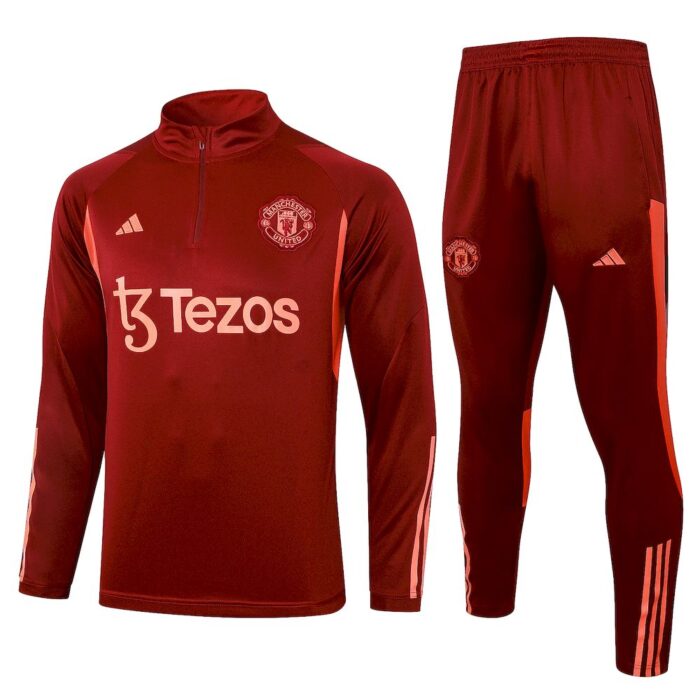 Mens Manchester United 2023/24 Half-Zip Sweater+Pant 815 - Image 2