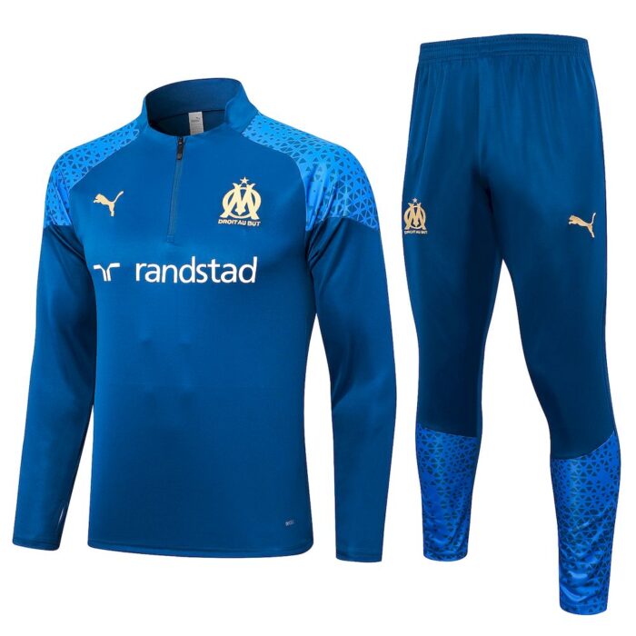 Mens Olympique Marseille 2023/24 Half-Zip Sweater+Pant 815 - Image 2