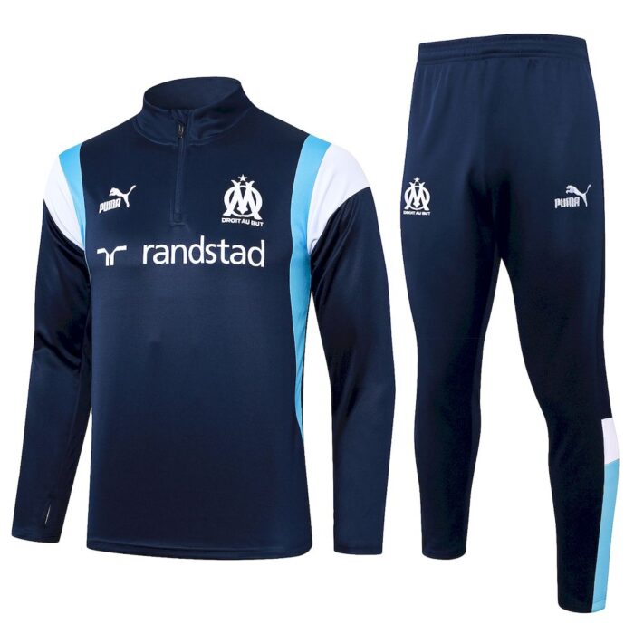Mens Olympique Marseille 2023/24 Half-Zip Sweater+Pant 815 - Image 2