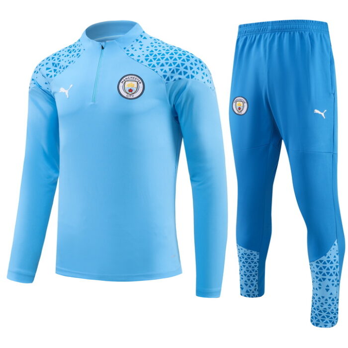 Mens Manchester City 2023/24 Half-Zip Sweater+Pant 902 - Image 4