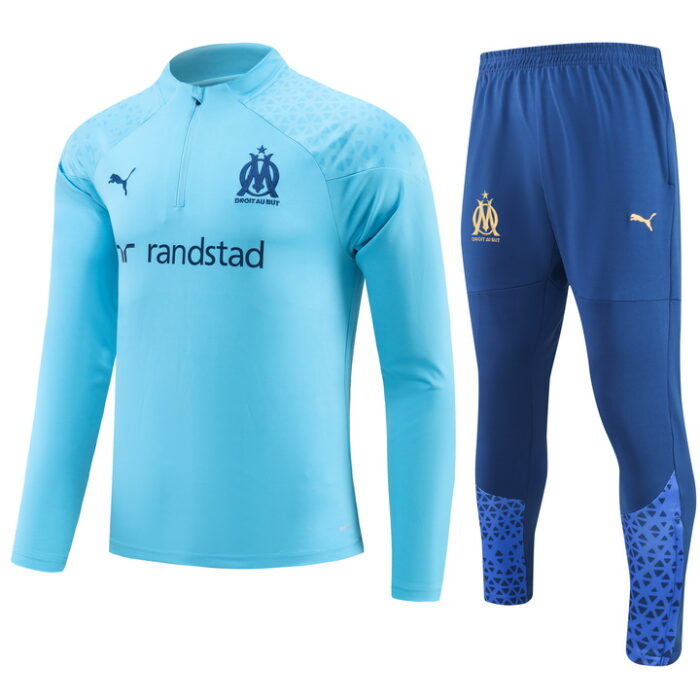 Mens Olympique Marseille 2023/24 Half-Zip Sweater+Pant 902 - Image 3