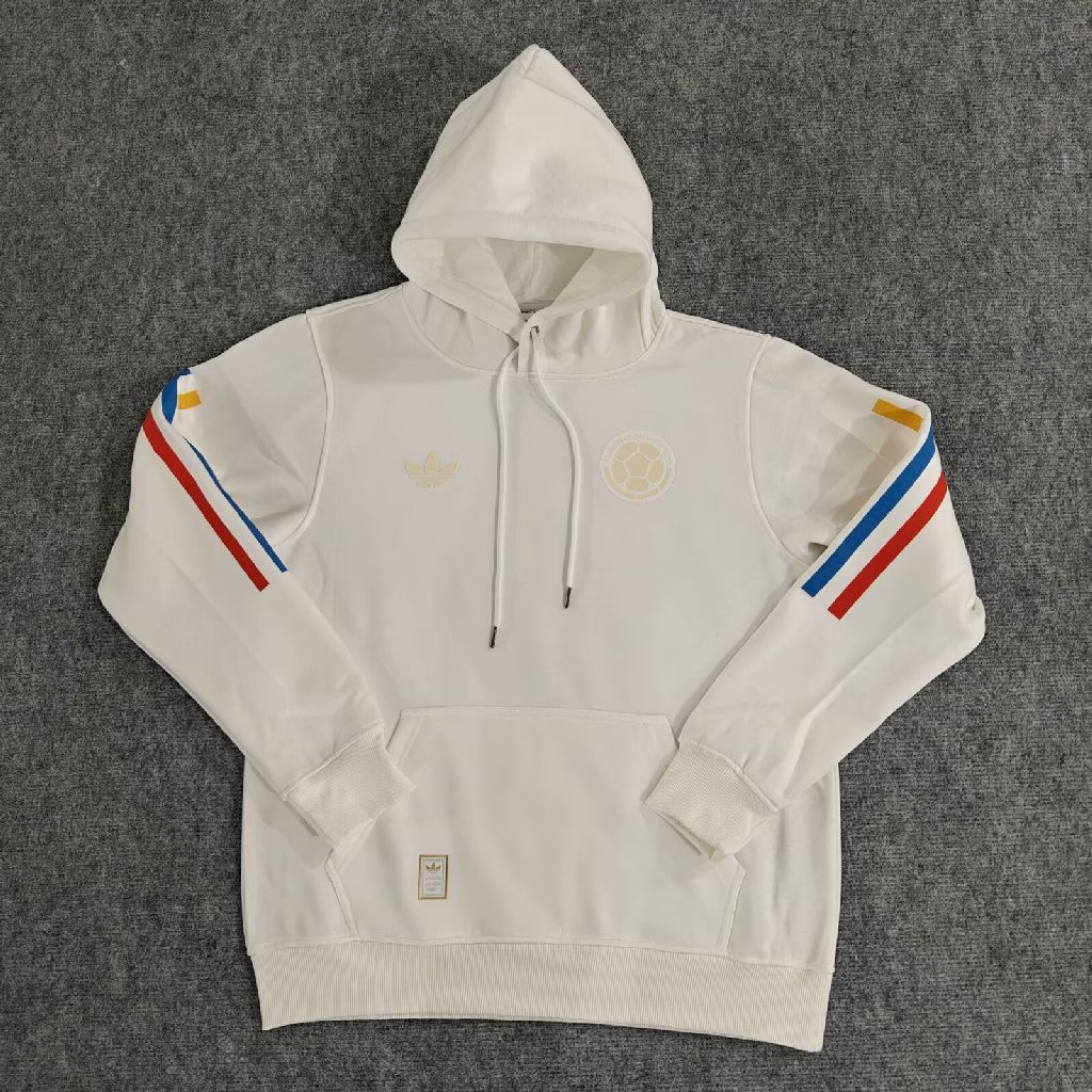 Mens Colombia 2024 White Football Hoodie - Image 1