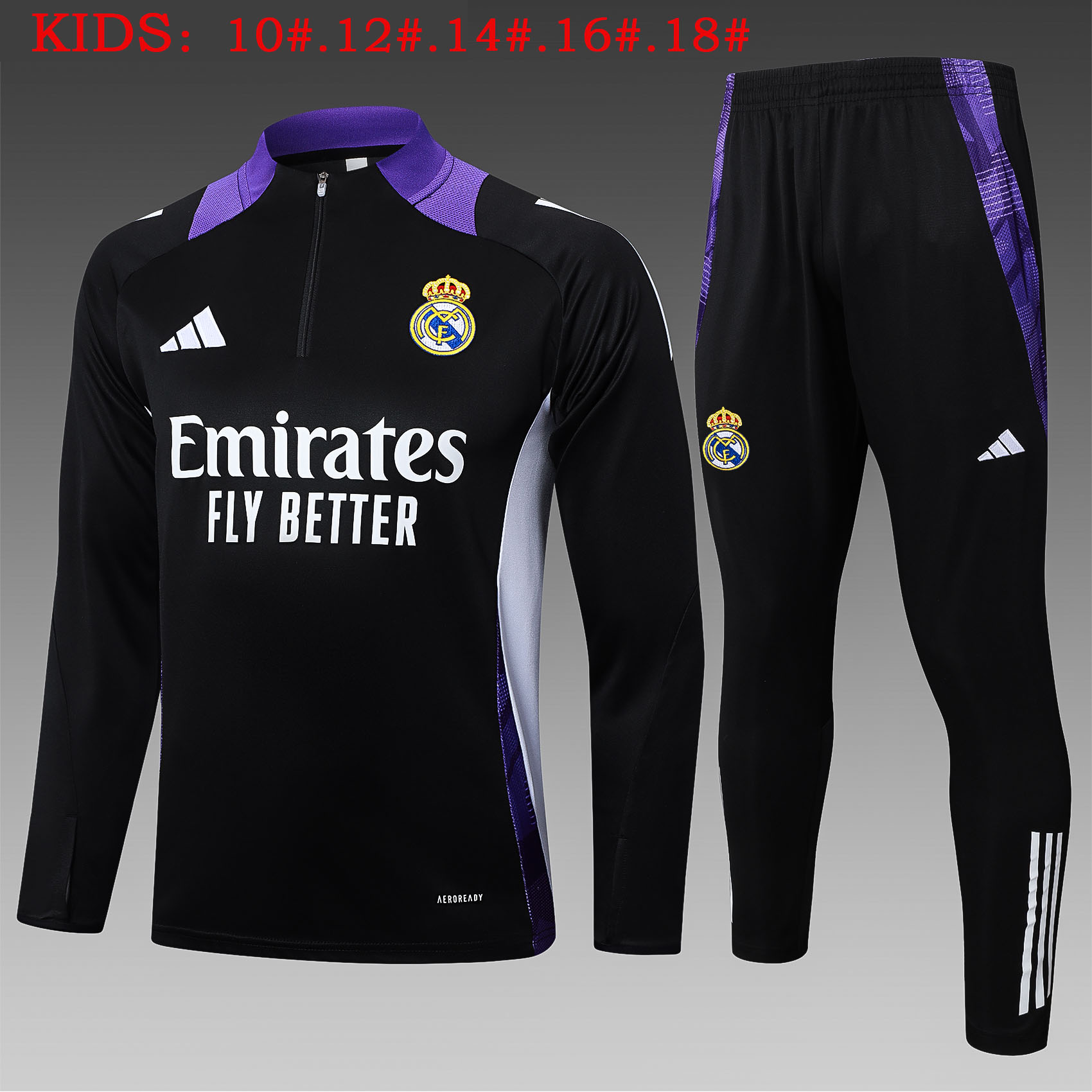 Kids Real Madrid 2024/25 Half-Zip Sweater+Pant 815 - Image 1