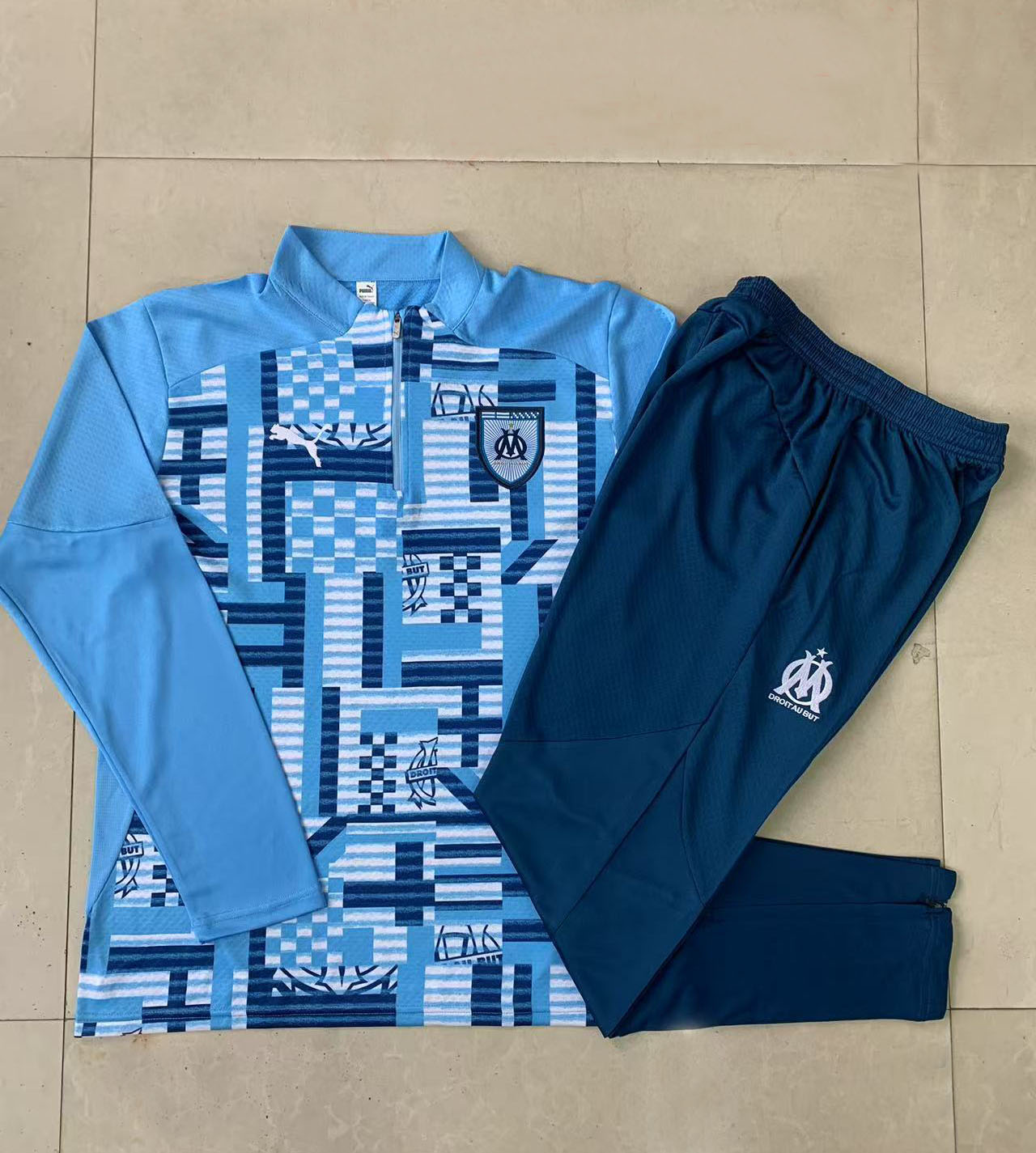 Mens Olympique Marseille 2024/25 Half-Zip Sweater+Pant 815 - Image 1