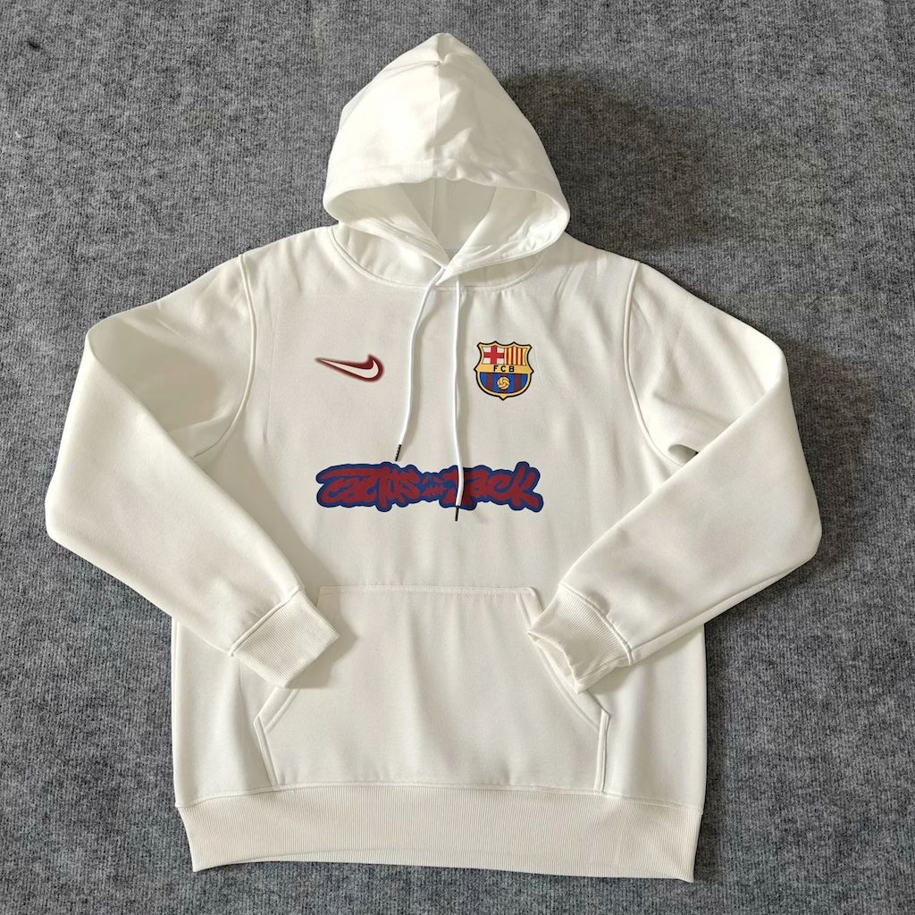 Mens Barcelona 2025 Travis Scott Edition White Football Hoodie - Image 1