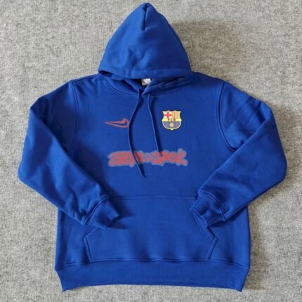Mens Barcelona 2025 Travis Scott Edition Dark blue Football Hoodie