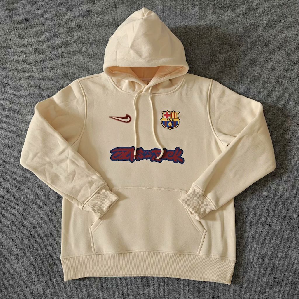 Mens Barcelona 2025 Travis Scott Edition Beige Football Hoodie - Image 1