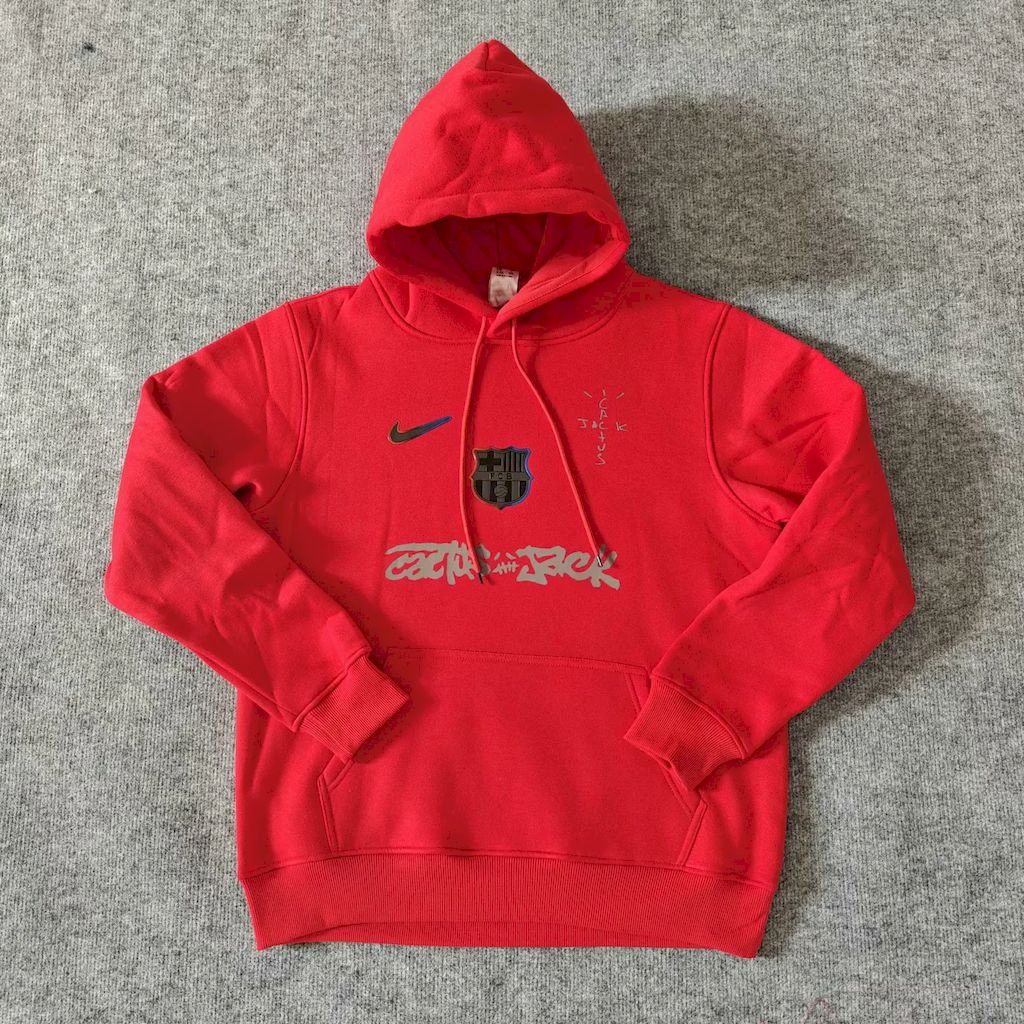 Mens Barcelona 2025 Travis Scott Edition Red Football Hoodie - Image 1