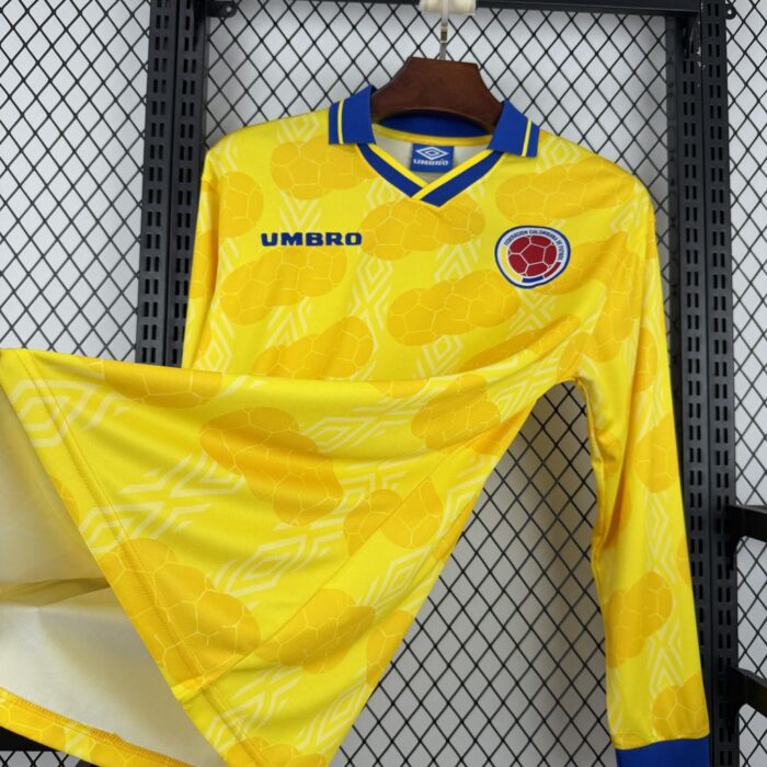 Retro Colombia 1994 Home Long Sleeve Jersey - Image 3