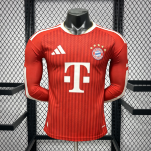 Mens Bayern Munich 2026/27 Home Long Sleeve Jersey Player Version