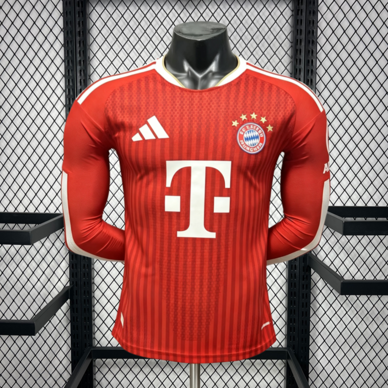 Mens Bayern Munich 2026/27 Home Long Sleeve Jersey Player Version