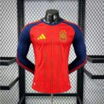Mens Spain 2026 World Cup Home Long Sleeve Jersey Player Version (Champion 2-Star Version)