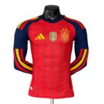 Mens Spain 2026 World Cup Home Long Sleeve Jersey Player Version Champions Edition