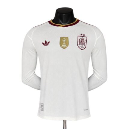 Mens Spain 2026 World Cup Away Long Sleeve Jersey Player Version Champions Edition